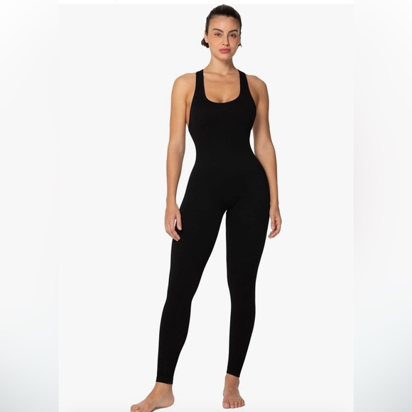 Womens Racerback Seamless jumpsuit/romper w/ Butt Scrunch, Ribbed, Black Sz XS - Picture 1 of 4